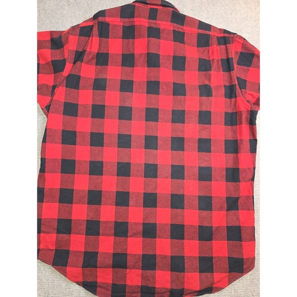 Vintage Polo Ralph Lauren Flannel Shirt Men's Large Buffalo Red Plaid Button Up - Picture 12 of 13